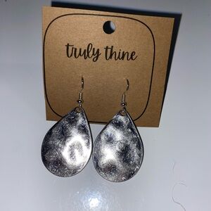 Silver Hammered Teardrop Earrings
